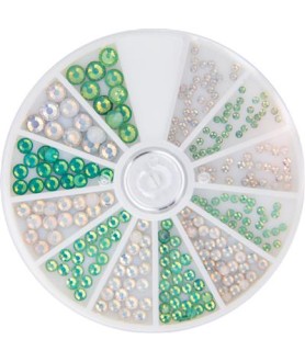 Frosted Rhinestones White & Green 6 sizes 270pcs Magnetic