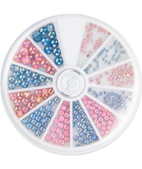Frosted Rhinestones Pink & Blue 6 sizes 270pcs